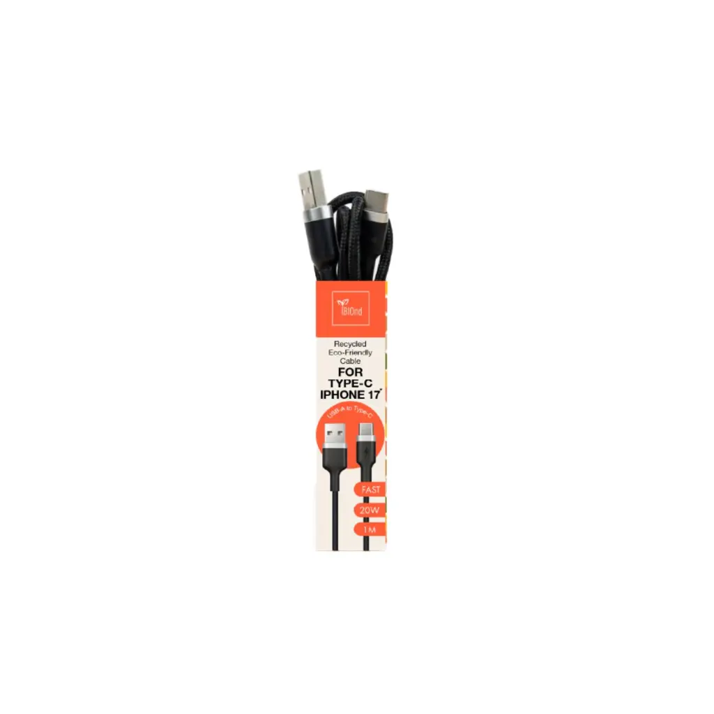 BIOND USB TO TY-C NYLON CBLE 20W 1M-BK