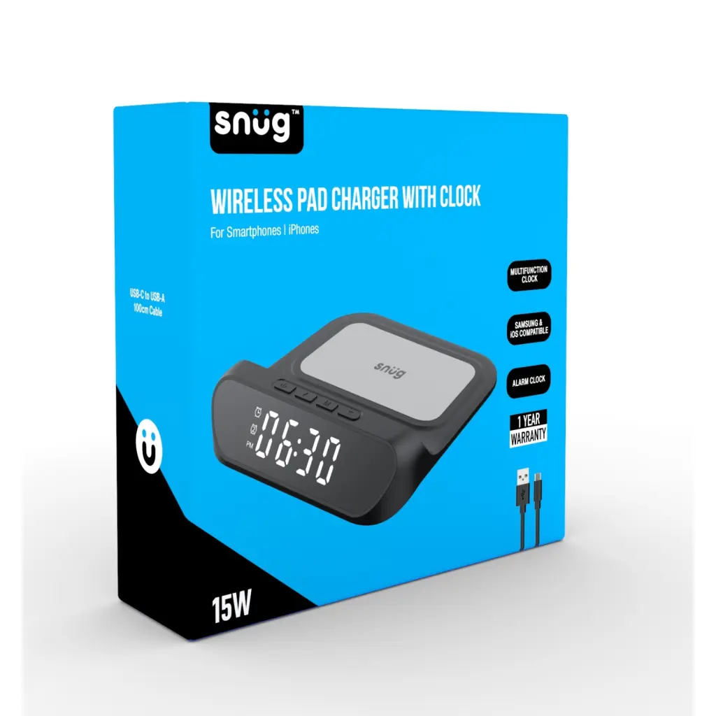 SNUG WLESS CHRGR CLOCK PAD 15W-BK