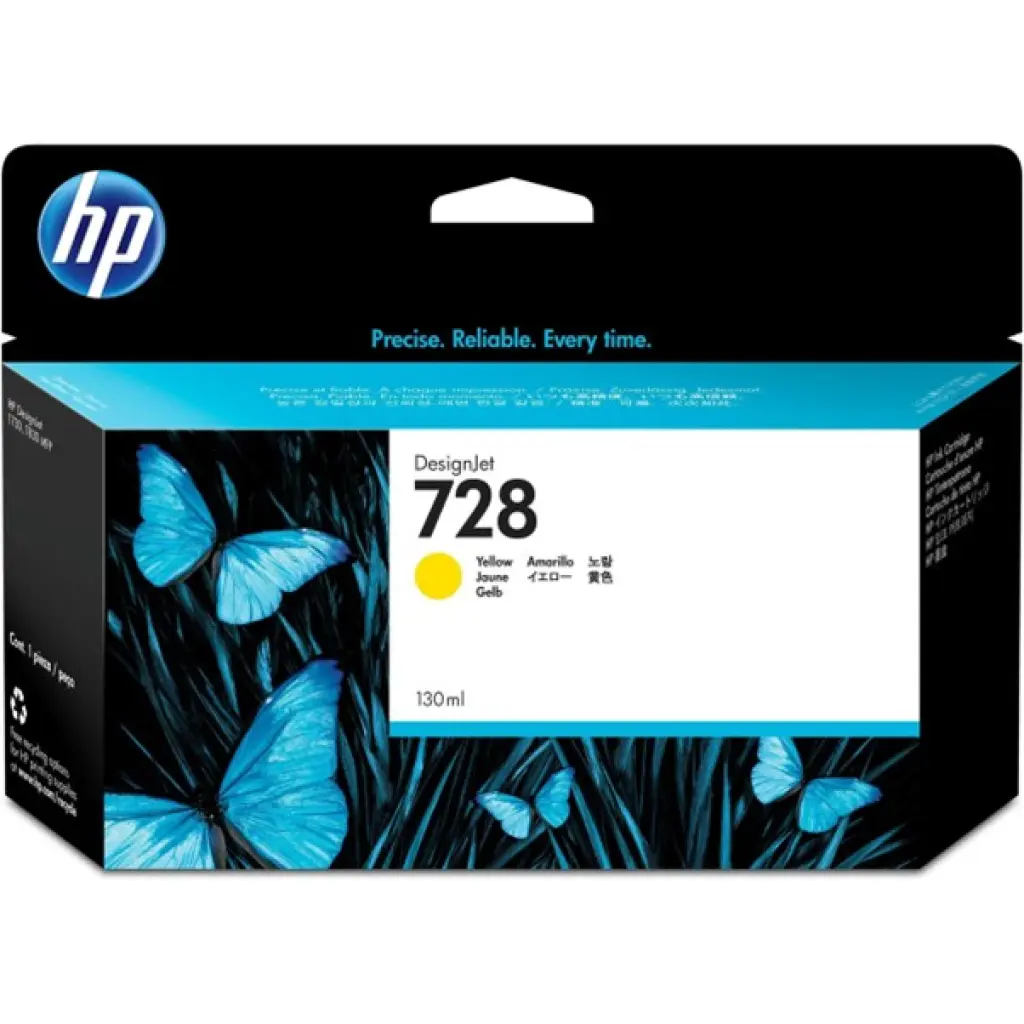 HP 728 130-ml Yellow DesignJet Ink Cartridge (F9J65A)