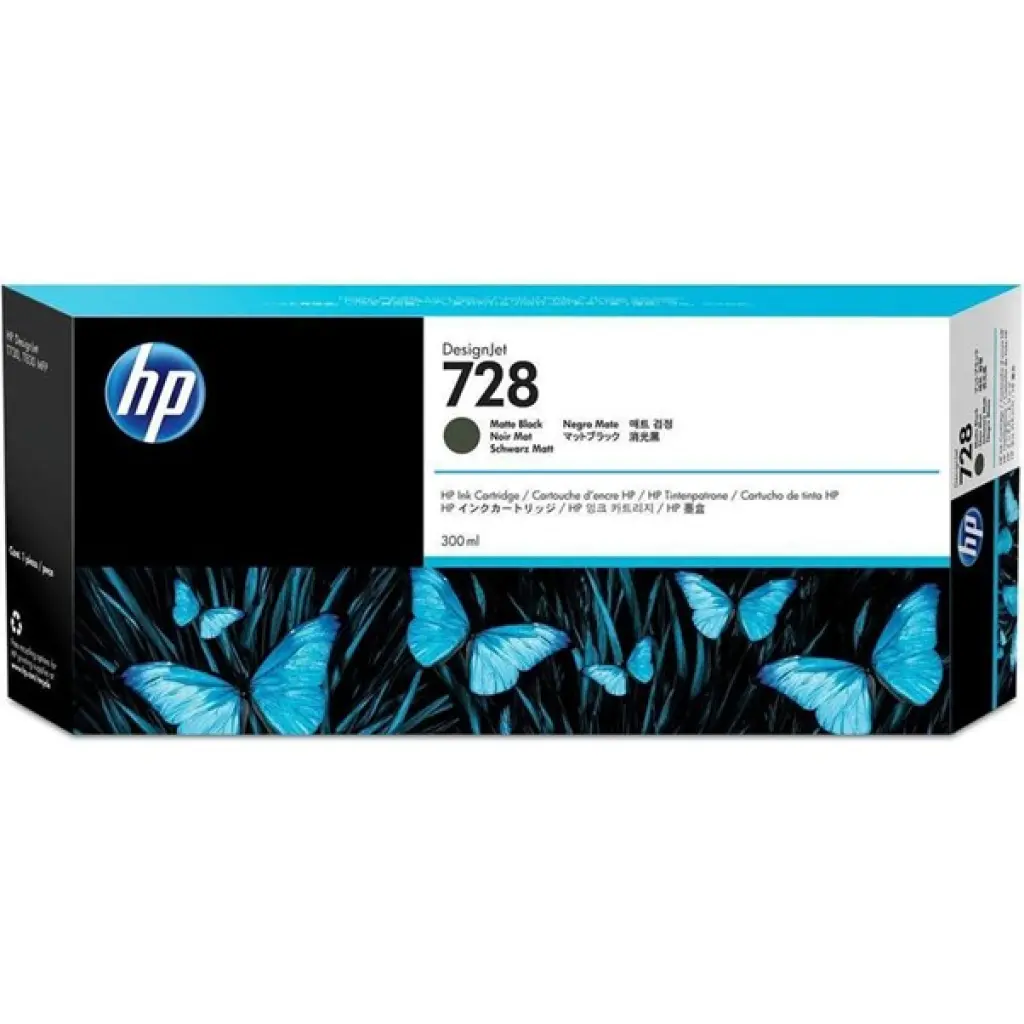 HP 728 300-ml Matte Black DesignJet Ink Cartridge (F9J68A)