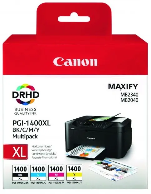 Canon 1400XL CMYK High Yield Original Ink Multipack - CPGI-1400XL
