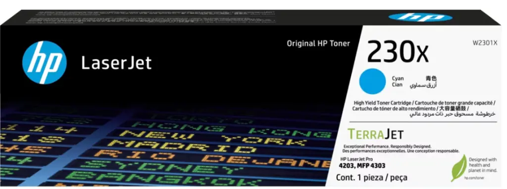 HP 230x High Yield Original Cyan Laserjet Toner W2301X Cartridge 5500 Page Yield