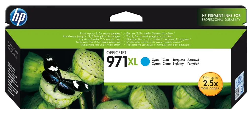 HP 971XL Cyan High Yield Printer Ink Cartridge Original (CN626AE)