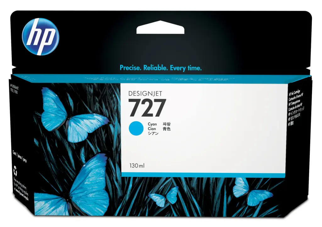 HP 727 130-ml DesignJet Cyan Printer Ink Cartridge Original (B3P19A)