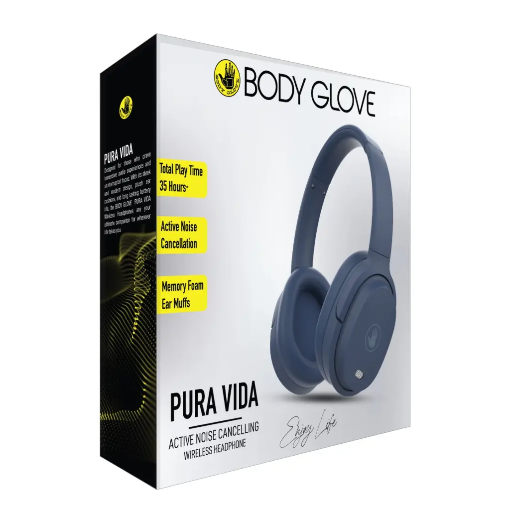 EOL Body Glove Pura Vida Anc Wireless Over Headphone-Black BGAU-HPPURAV-BK