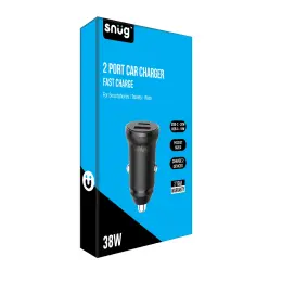 Snug Dual Car Charger Pd/Usb 38W-Black SNCAR-2PORT-PD
