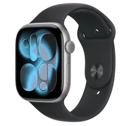 APPLE WATCH SERIES 11 GPS + CELLULAR 46MM SPACE GREY ALUMINIUM CASE WITH BLACK SPORT BAND - S/M