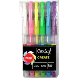 Gel Pen Croxley Create Pastel Wallet Of 6 Assorted Colourspen9228