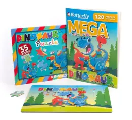 Dinosaur 120 Page Colouring Book with 35 Piece Puzzle Bundle