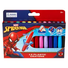 Spiderman 12 Plastic Crayons Twin Tip Triangular Multipack