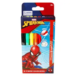 Spiderman 8 Primary Colour Fibre Markers Multipack