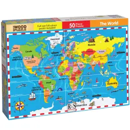 World Map 50 Piece Wooden Puzzle