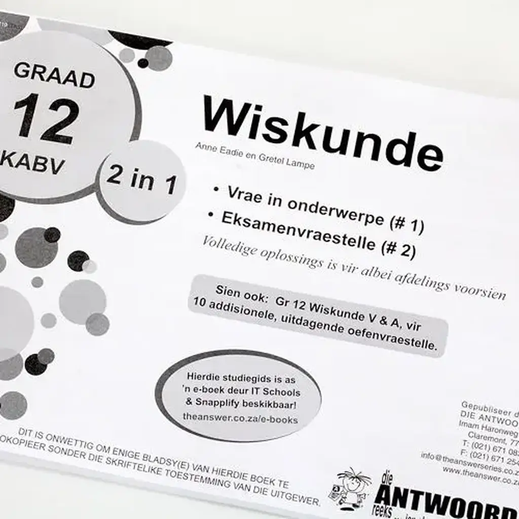 Die Antwoord-Reeks: Gr 12 Wiskunde 2in1 Studiegids