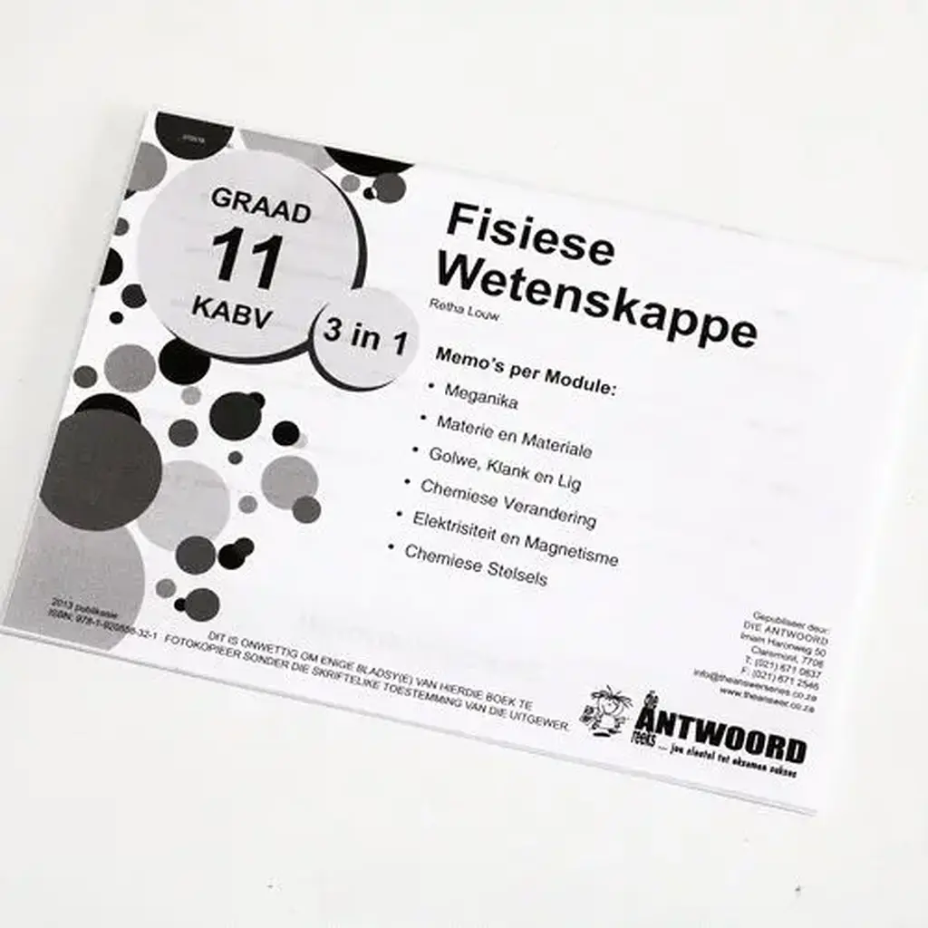 Die Antwoord-Reeks: Gr 11 Fisiese Wetenskappe 3in1 Studiegids