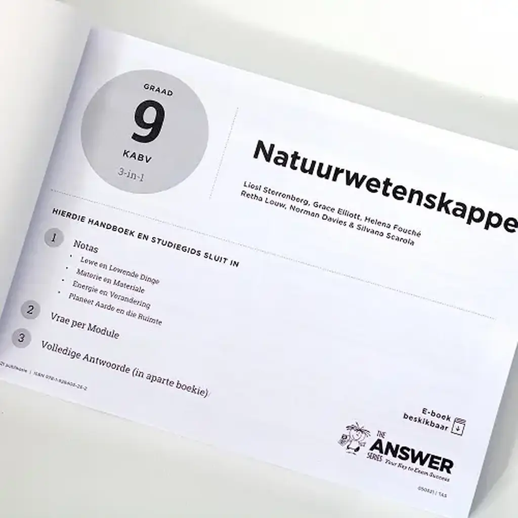 Die Antwoord-Reeks: Gr 9 Natuurwetenskappe 3in1 Studiegids