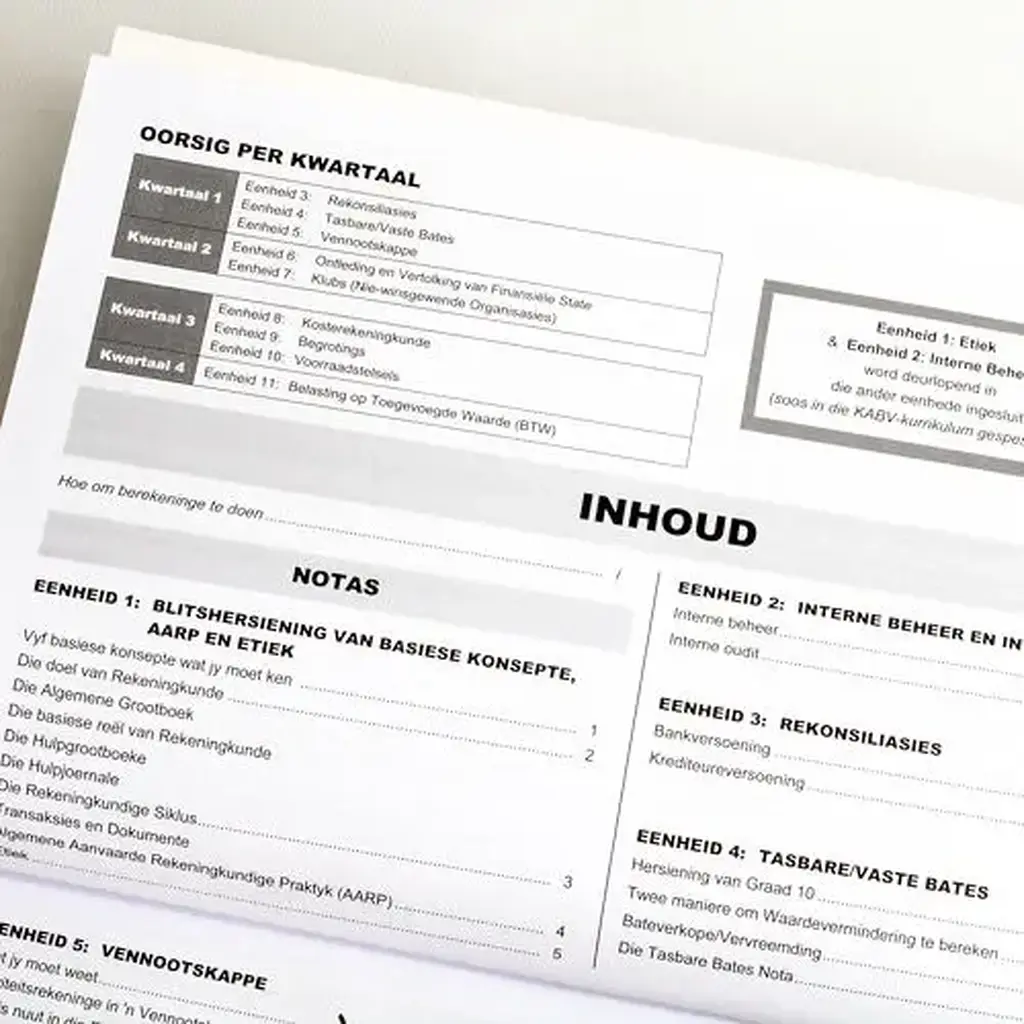Die Antwoord-Reeks: Gr 11 Rekeningkunde 3in1 Studiegids