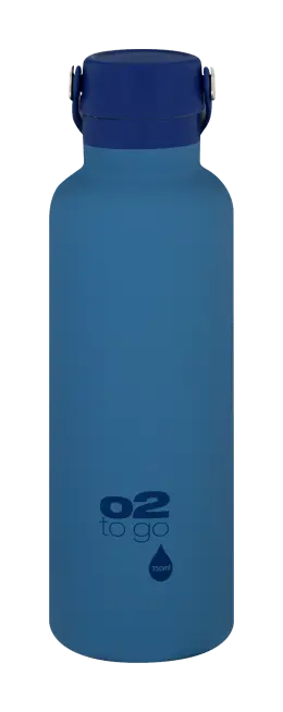 O2 Double Wall Stainless Steel Bottle 750ml with Handle - Deep Blue
